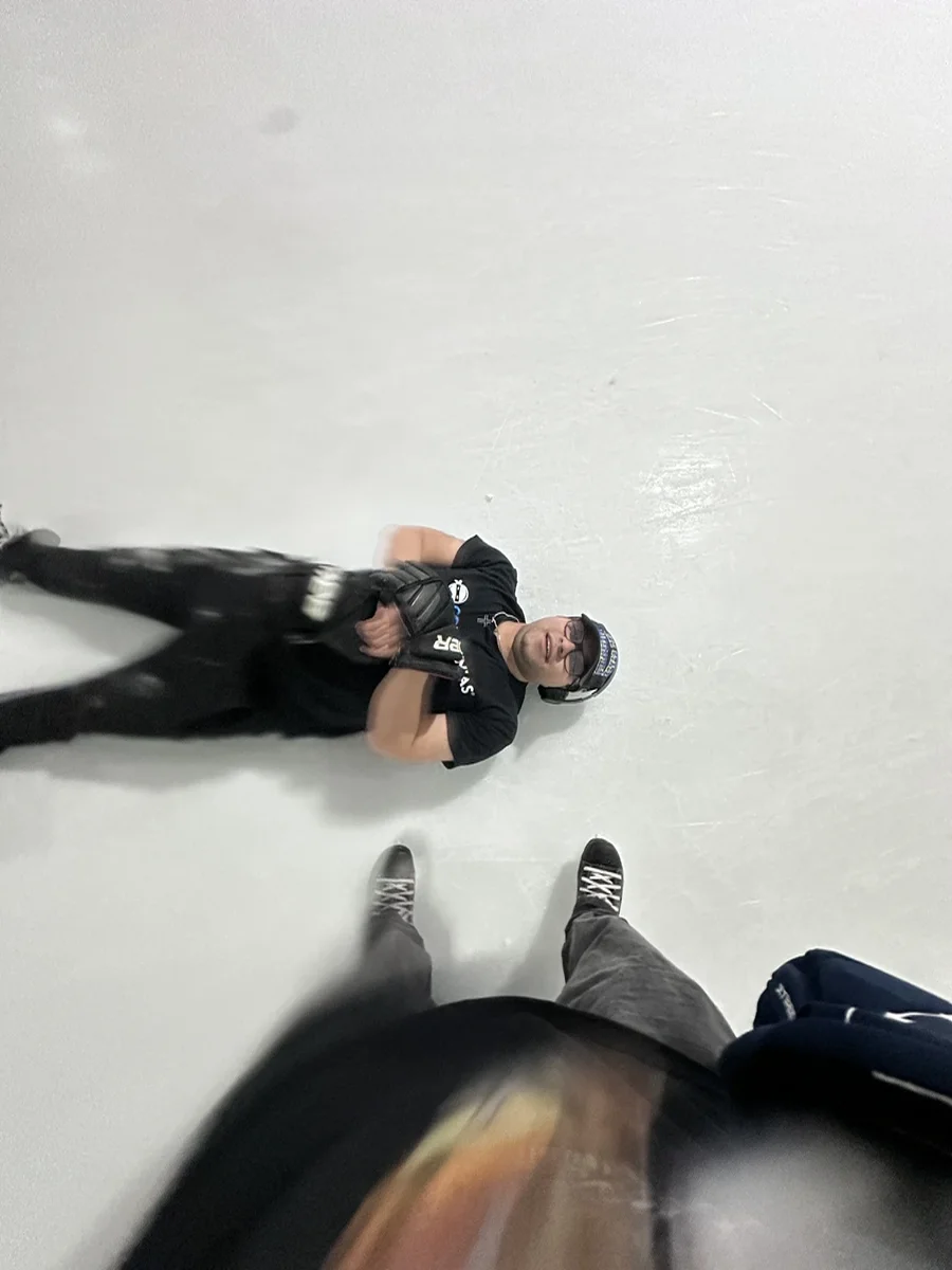 Fernando after falling at the ice rink
